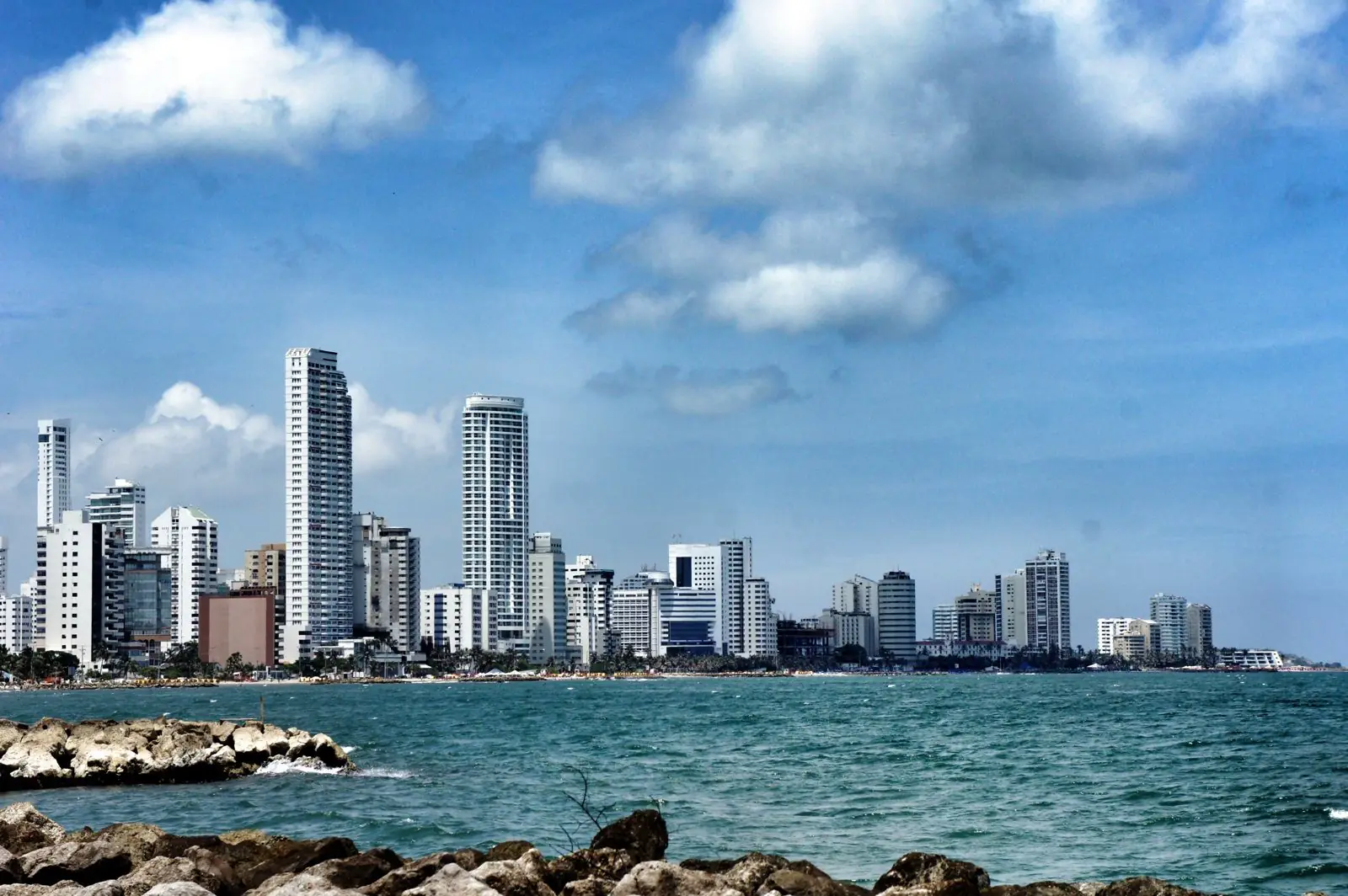 Cartagena's Bocagrande skyline from across the bay