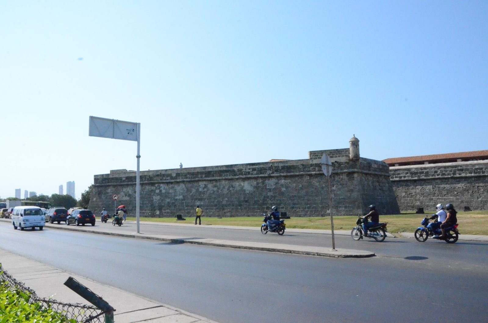 Cartagena's city walls at sunset